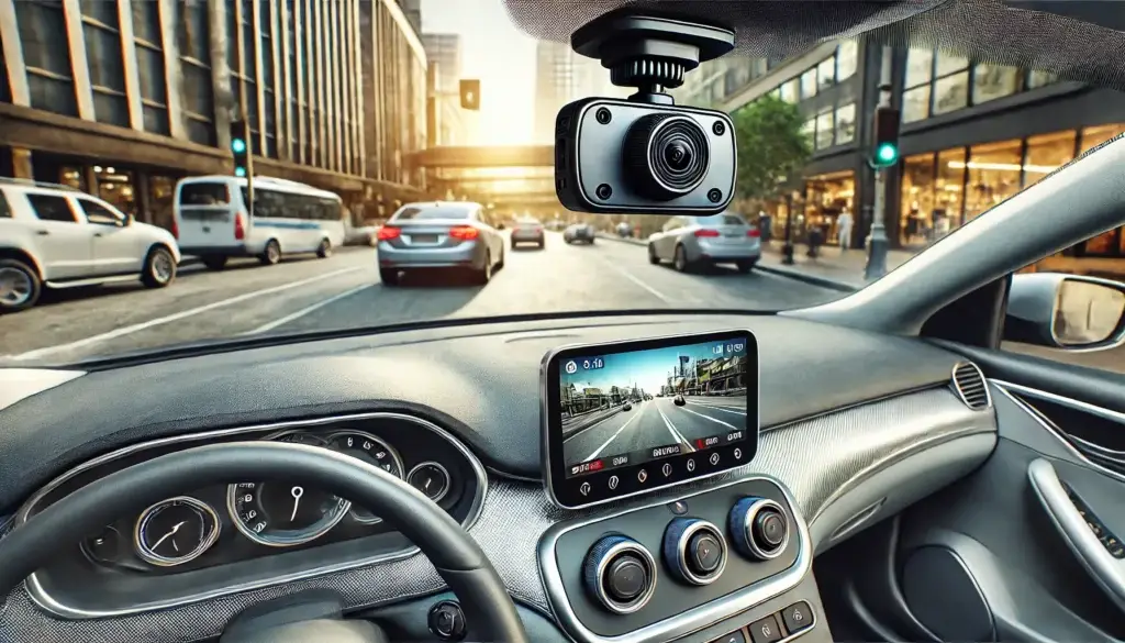 Illustration of Dash Cam in car