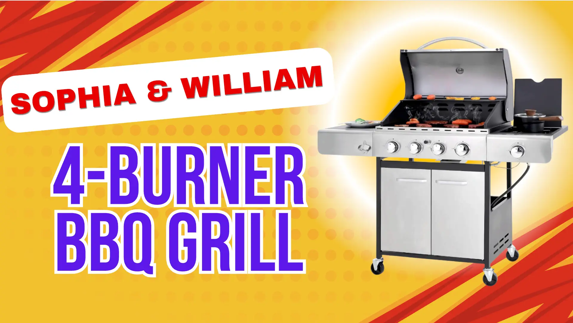 Sophia & William 4 Burner BBQ Grill Stainless Steel