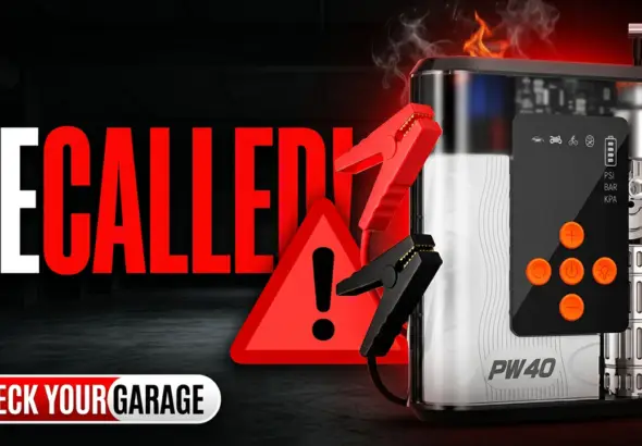 Recall alert graphic for Hererod jump starters and LANCHEZ pressure washers